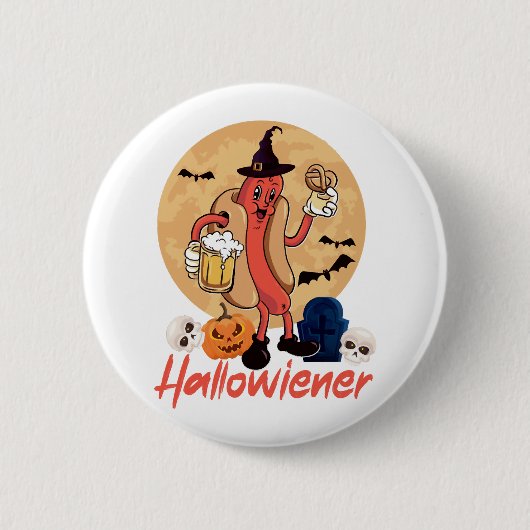 Hot Dog Volwassen Halloween Pun Ronde Button 5,7 Cm (Voorkant)