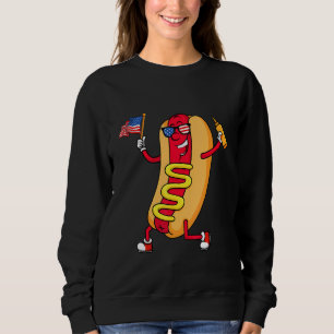 Hot Dog voor 4 juli Picnic American Flag Sause Trui