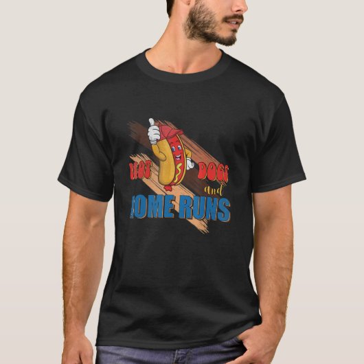Hot Dogs And Home Runs Retro Style Baseball Game   T-shirt (Voorkant)