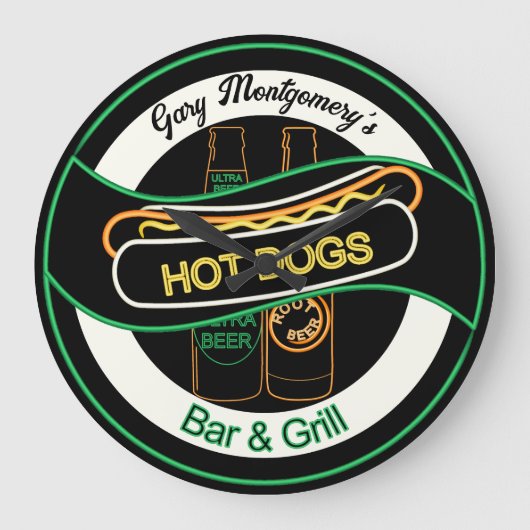 Hot Dogs & Bier Bar & Grill Wandklok (Voorkant)