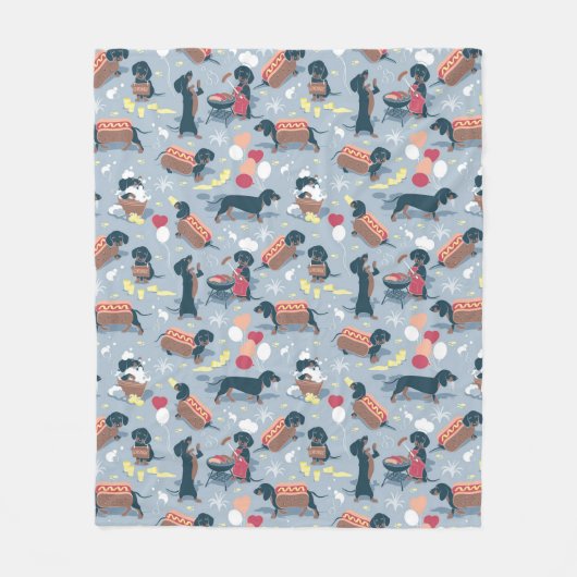 Hot dogs en limonade zomer teckel hond fleece deken (Voorkant)