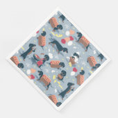 Hot dogs en limonade zomer teckel hond servet (Hoek)