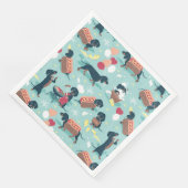 Hot dogs en limonade zomer teckel hond servet (Hoek)