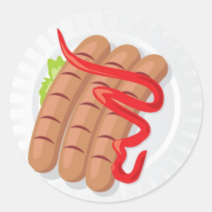 Hot Dogs Picnic Party Stickers