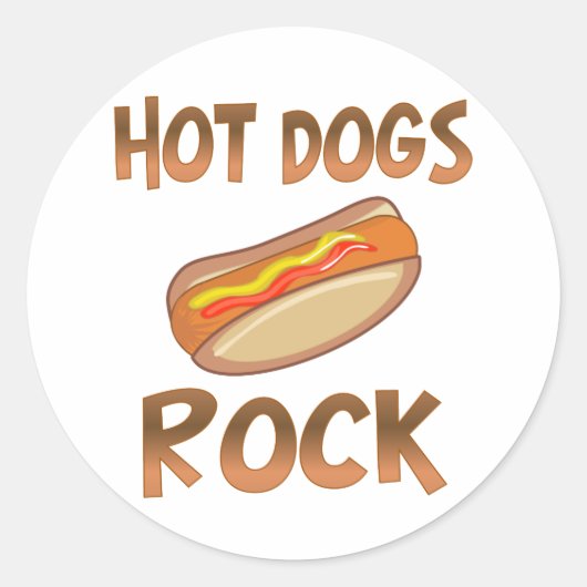 Hot Dogs Rock Ronde Sticker (Voorkant)