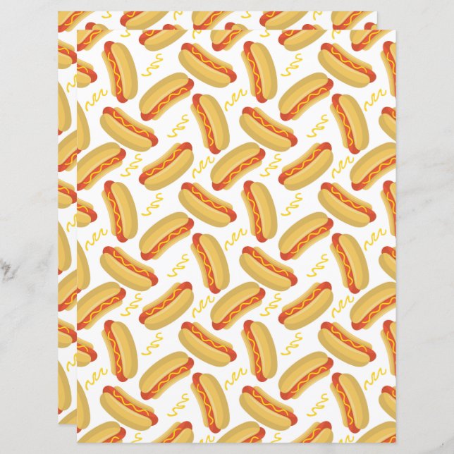 Hot Dogs Scrapbook Papier (Voorkant / Achterkant)
