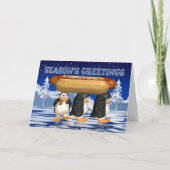 Hot Dogs, Uien, Bun, Kerst Kaart - Pinguïns (Voorkant)