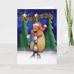 Hot Dogs, Uien, Bun, Kerst Kaart - Santa Hot