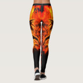 Hot dragon Fire Oranje Flames op Black, dames Leggings (Achterkant)