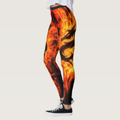Hot dragon Fire Oranje Flames op Black, dames Leggings (Links)