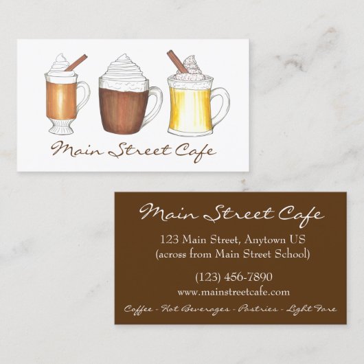 Hot Eggnog Cocoa Buttered Rum Coffee Shop Cafe Visitekaartje (Voorkant / Achterkant)