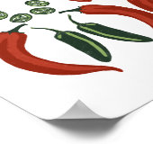 HOT EN SPICY Jalapeño Chili Patroonkunst Poster (Hoek)