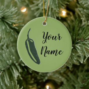 HOT EN SPICY Jalapeño Chili Pepper CUSTOM Keramisch Ornament
