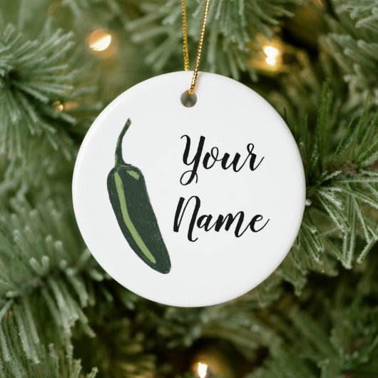 HOT EN SPICY Jalapeño Chili Pepper CUSTOM Keramisch Ornament (Boom)