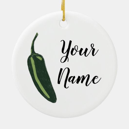 HOT EN SPICY Jalapeño Chili Pepper CUSTOM Keramisch Ornament (Achterkant)