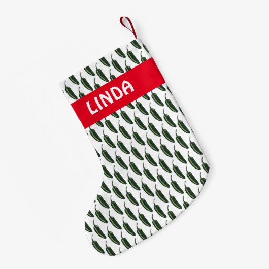 HOT EN SPICY Jalapeño Chili Peppers Patroon CUSTOM Kleine Kerstsok (Achterkant (Hangend))