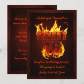 Hot Fire Sweet 16-vuurfeest Uitnodiging (Voorkant / Achterkant)