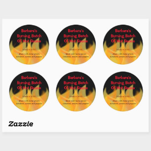 Hot Fire Thema Voedseletiket Ronde Sticker