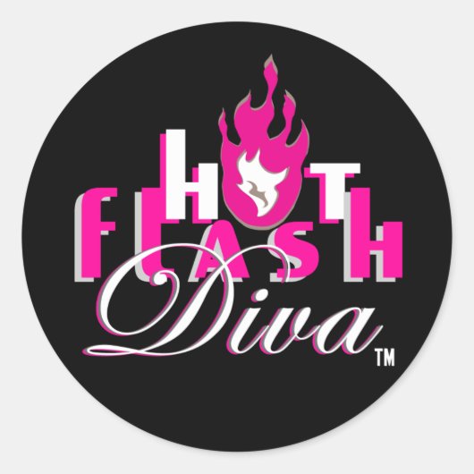 Hot Flash Diva Logo voor Dark Blog Ronde Sticker (Voorkant)