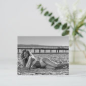 HOT! Foto briefkaart B&W Summer Bikini (Staand voorkant)