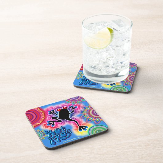 Hot Frog Surf Boho Psychedelic onderzetter blauw. (Rechterzijde)