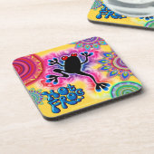 Hot Frog Surf Boho Psychedelic onderzetter geel. (Linkerzijde)