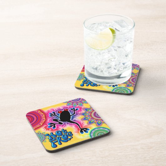 Hot Frog Surf Boho Psychedelic onderzetter geel. (Rechterzijde)