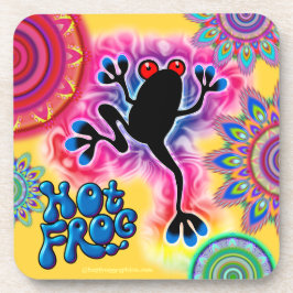 Hot Frog Surf Boho Psychedelic onderzetter geel.