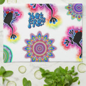 Hot Frog Surf psychedelic BoHo keukenhanddoek. Theedoek (Gevouwen)