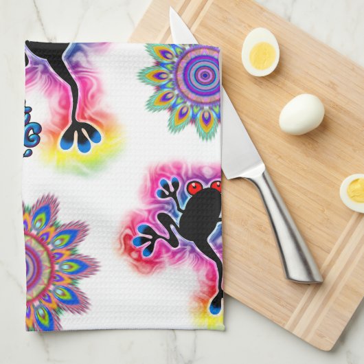 Hot Frog Surf psychedelic BoHo keukenhanddoek. Theedoek (Quarter Fold)
