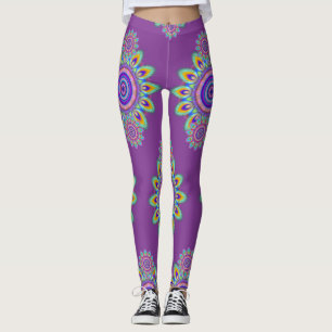 Hot Frog Surf psychedelische BoHo leggings paarse.