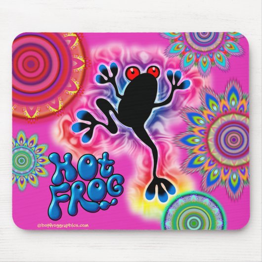 Hot Frog Surf psychedelische muizenmat roze. Muismat (Voorkant)