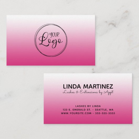 Hot Fuchsia Roze gradiënt Logo Visitekaartje (Voorkant / Achterkant)