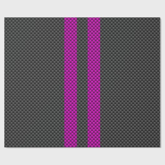 Hot Fuchsia roze racestrepen koolstofvezel stijl Cadeaupapier (Vlak)