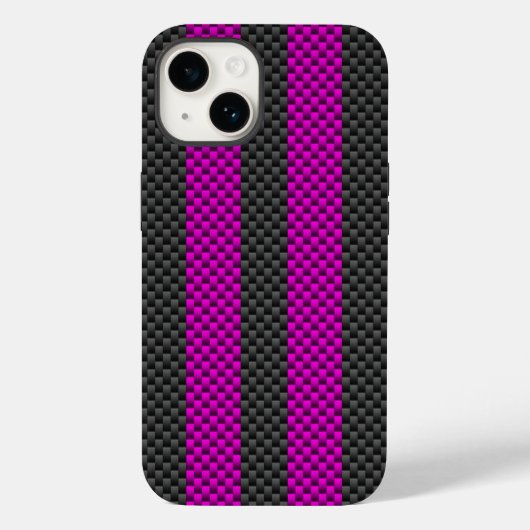 Hot Fuchsia roze racestrepen koolstofvezel stijl Case-Mate iPhone Case (Achterkant)