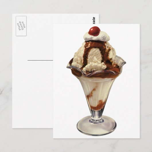  hot Fudge Ice Cream Sundae-desserts Briefkaart (Voorkant / Achterkant)
