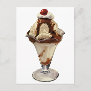 hot Fudge Ice Cream Sundae-desserts Briefkaart