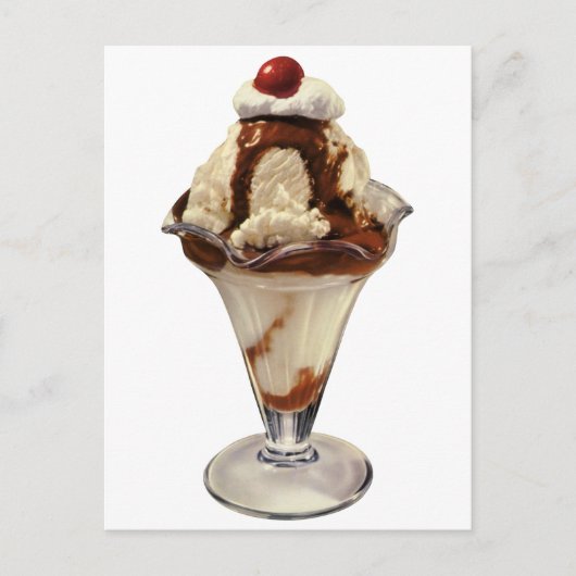 hot Fudge Ice Cream Sundae-desserts Briefkaart (Voorkant)