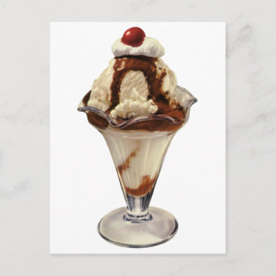  hot Fudge Ice Cream Sundae-desserts Briefkaart