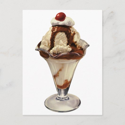 hot Fudge Ice Cream Sundae-desserts Briefkaart (Voorkant)