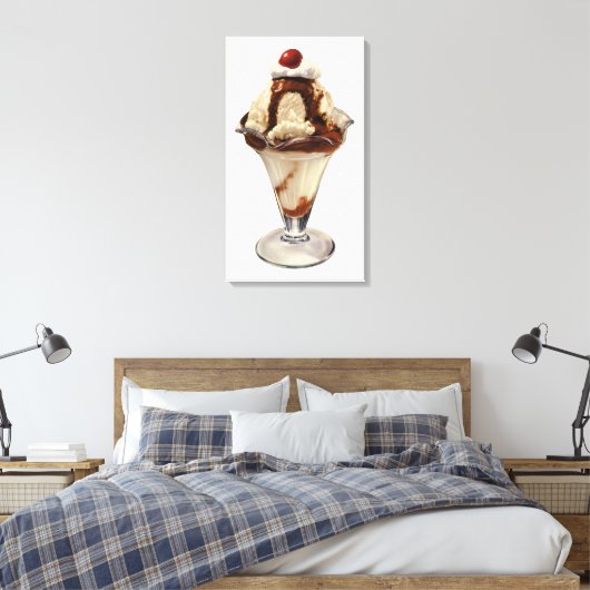  hot Fudge Ice Cream Sundae-desserts Canvas Afdruk (Insitu (Slaapkamer))