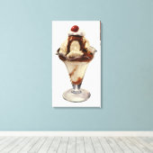  hot Fudge Ice Cream Sundae-desserts Canvas Afdruk (Insitu (Houten vloer))