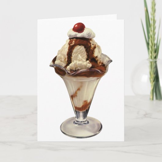 hot Fudge Ice Cream Sundae-desserts Kaart (Voorkant)