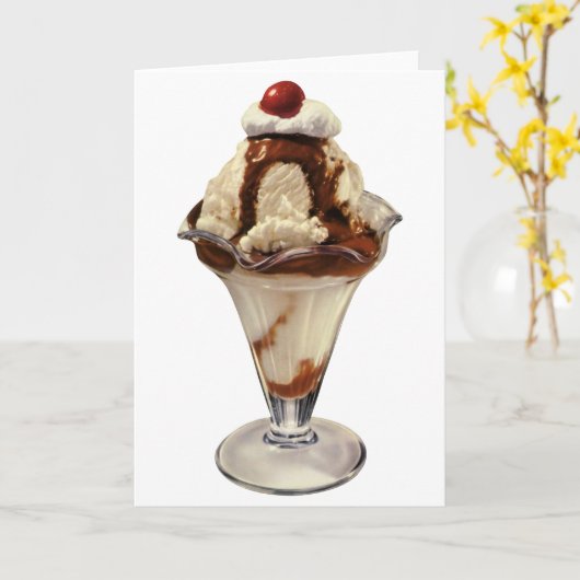  hot Fudge Ice Cream Sundae-desserts Kaart (Gele Bloem)
