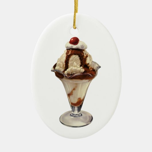  hot Fudge Ice Cream Sundae-desserts Keramisch Ornament (Voorkant)
