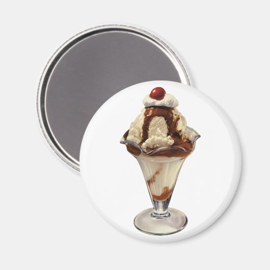hot Fudge Ice Cream Sundae-desserts Magneet (Voorkant / Achterkant)