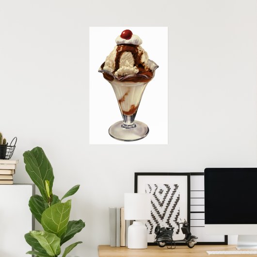  hot Fudge Ice Cream Sundae-desserts Poster (Thuiskantoor)