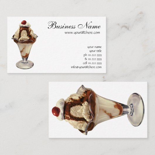  hot Fudge Ice Cream Sundae-desserts Visitekaartje (Voorkant / Achterkant)