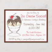 Hot Fudge Sundae Ijs Room Sociale Verjaardagsfeest Uitnodiging Briefkaart (Voorkant)