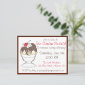 Hot Fudge Sundae Ijs Room Sociale Verjaardagsfeest Uitnodiging Briefkaart (Staand voorkant)